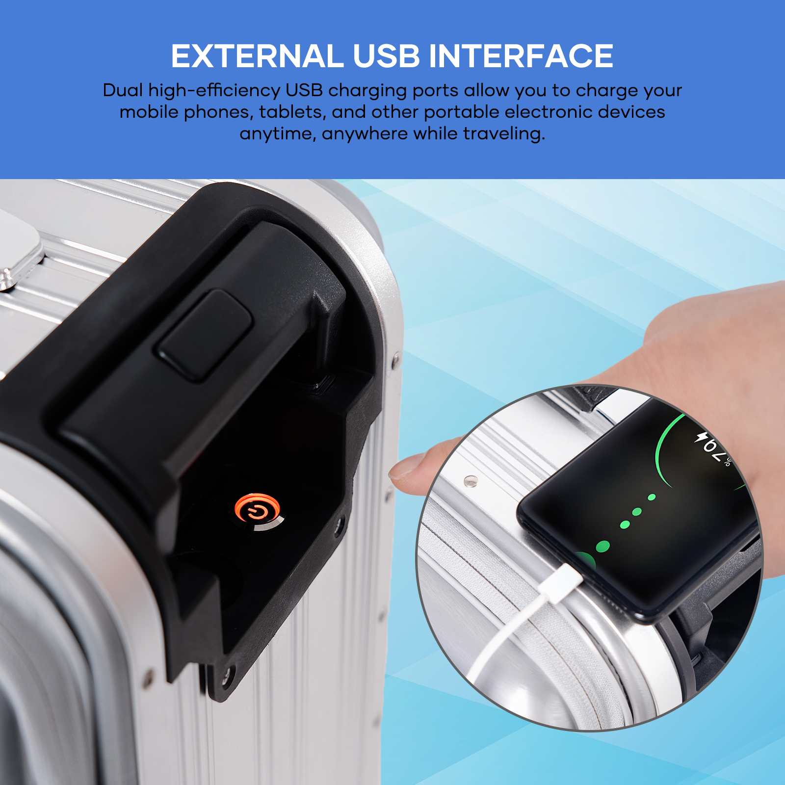 Waterproof USB Charging Suitable Smart Luggage for Rainy Destinations Beach Trips - Image 6