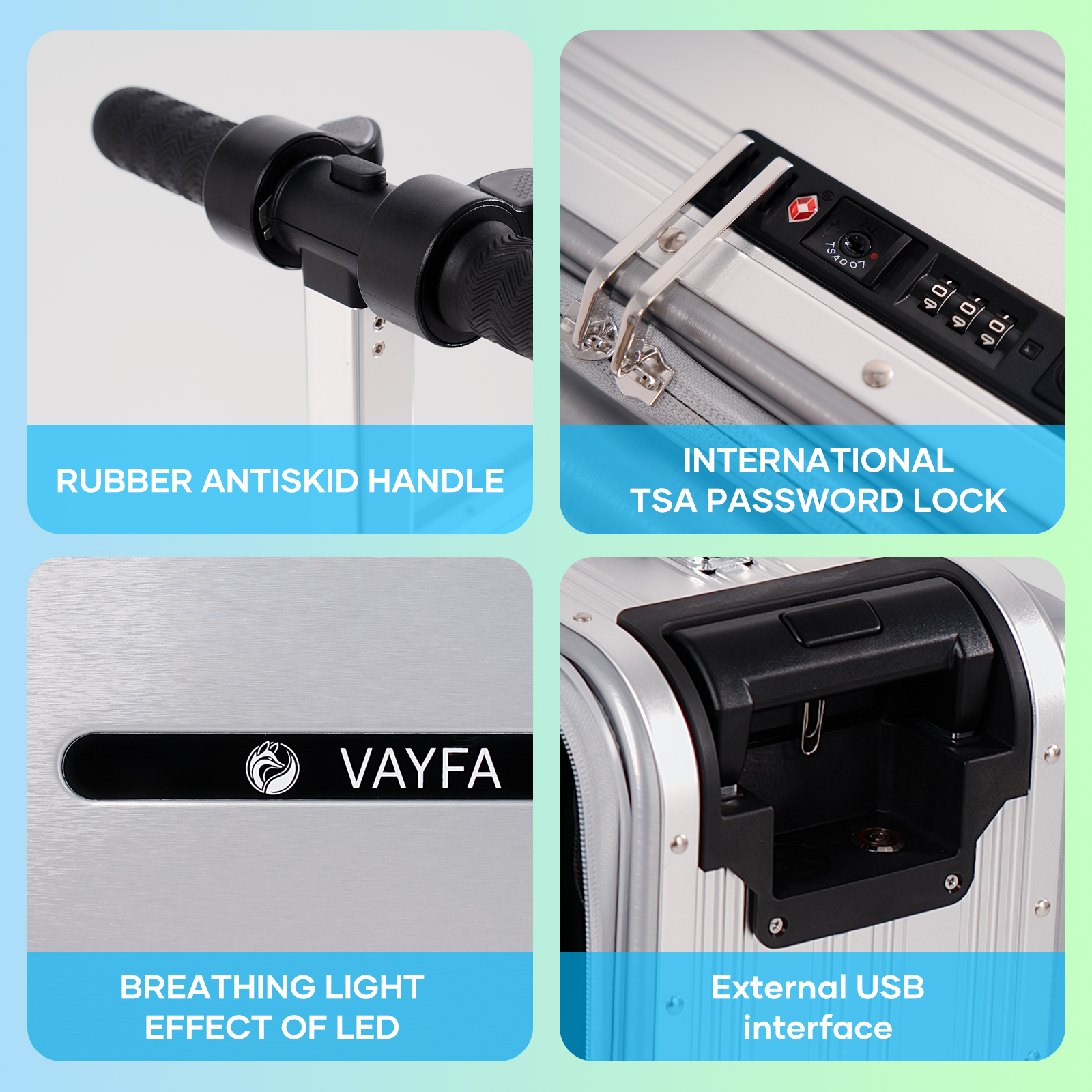 Waterproof USB Charging Suitable Smart Luggage for Rainy Destinations Beach Trips - Image 5